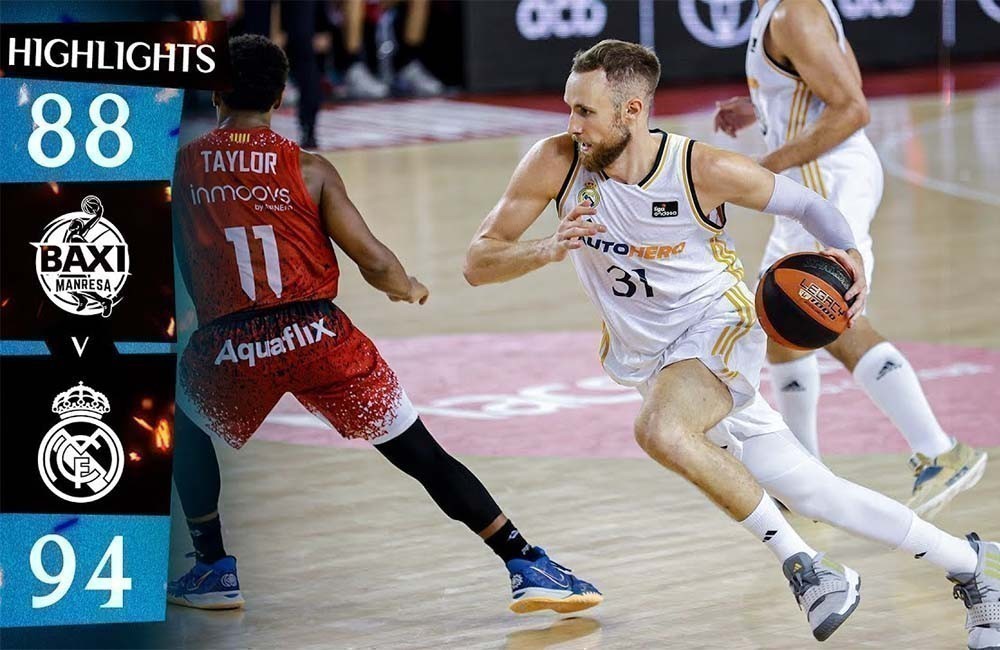 EL REAL MADRID VENCE AL BAXI MANRESA 88-94 EN UN REÑIDO PARTIDO